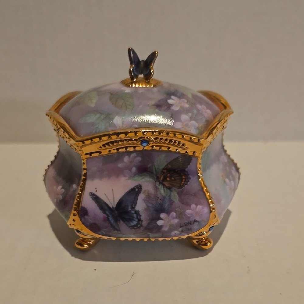 Gold and Purple Butterfly Trinket Box